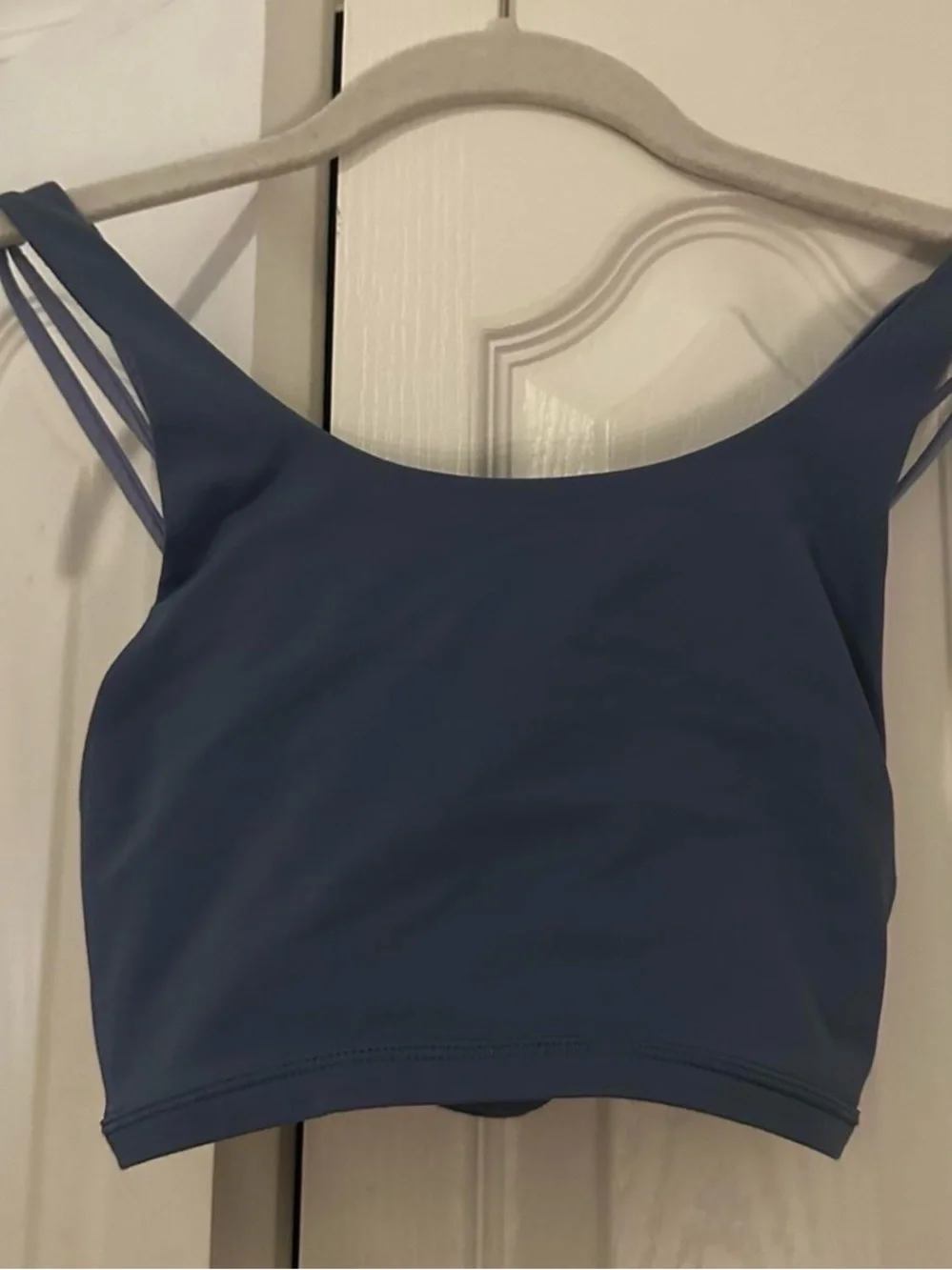 lululemon athletica strappy sports bra in slate blue and periwinkle